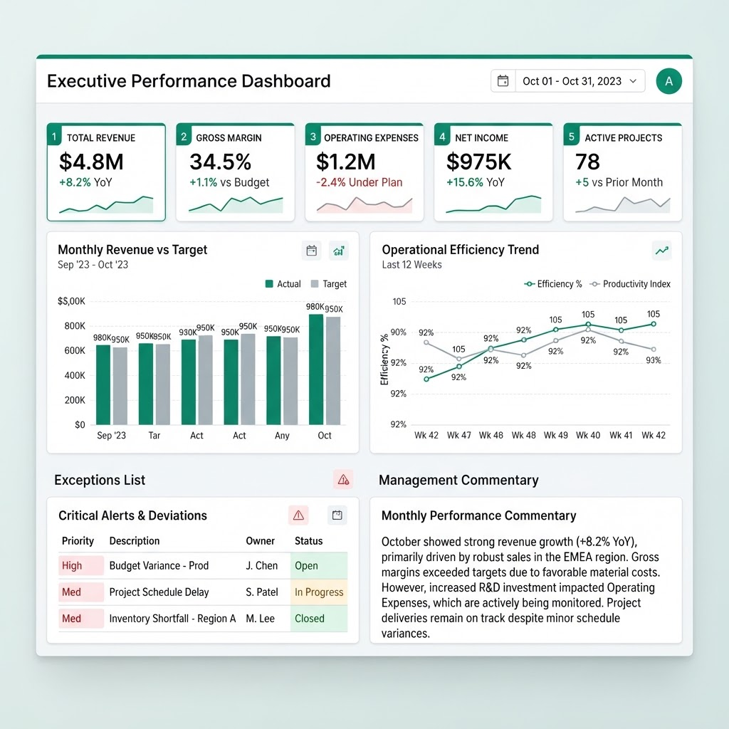 Management Reporting Assistant interface preview